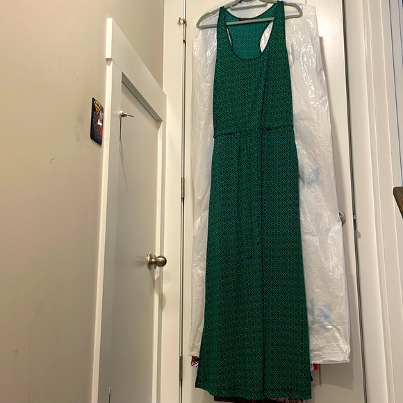 PRE💚 Banana Republic Racerback Maxi Dress. Size Medium, drawstring & POCKETS. - Picture 1 of 8